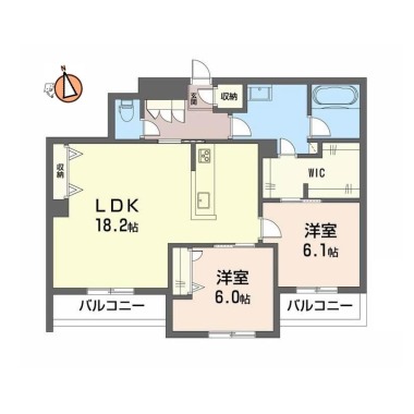 ベレオ安宅ヒュッゲ 203の間取り図