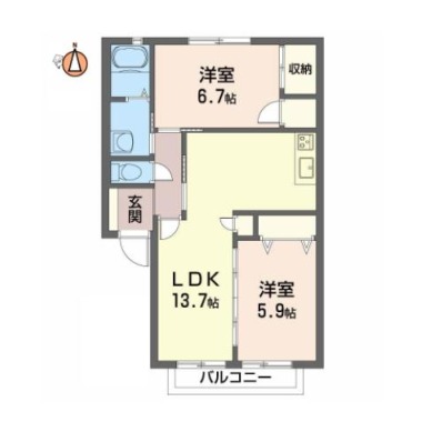 大谷町 アパート 2LDK 202の間取り図
