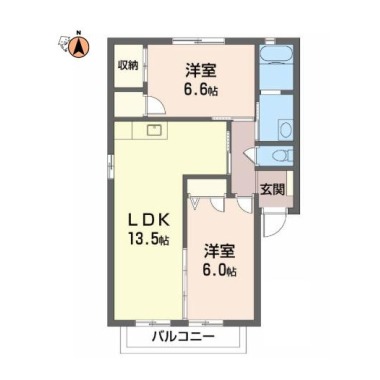 大谷町 アパート 2LDK 203の間取り図