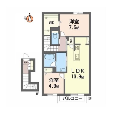 シャーメゾン レ・フレールVI 201の間取り図