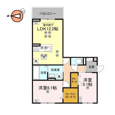 フィオーレガーデン北田宮 A 101の間取り図