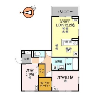 フィオーレガーデン北田宮 A 103の間取り図