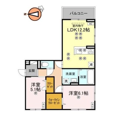 フィオーレガーデン北田宮 A 303の間取り図