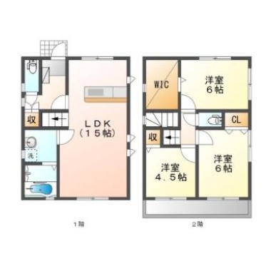 春日 一戸建て 3LDK 2の間取り図