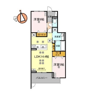 エグレットテラスII 102の間取り図