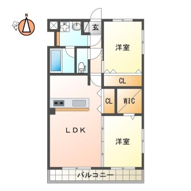 八万町 マンション 2LDK 201の間取り図