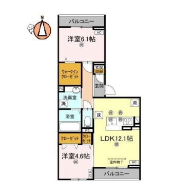 アズールスカイ 102の間取り図