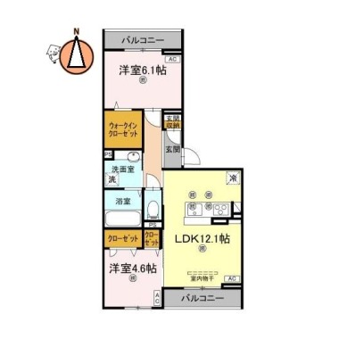 アズールスカイ 302の間取り図