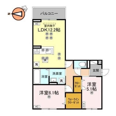 フィオーレガーデン北田宮 B 101の間取り図