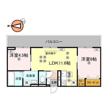 フィオーレガーデン北田宮 B 102の間取り図