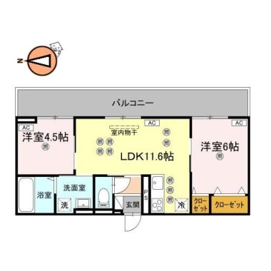 フィオーレガーデン北田宮 B 302の間取り図