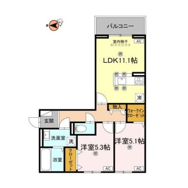 グラシア春日 206の間取り図