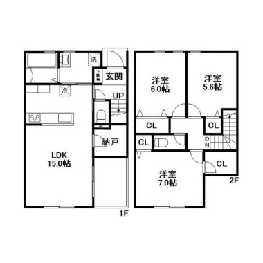 住吉 アパート 3LDK Bの間取り図