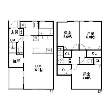 住吉 アパート 3LDK Cの間取り図
