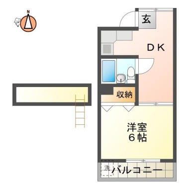 南仲之町 マンション 1DK 905の間取り図