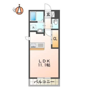 蔵本元町 アパート 1K 101の間取り図