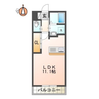 蔵本元町 アパート 1K 102の間取り図