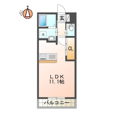 蔵本元町 アパート 1K 103の間取り図