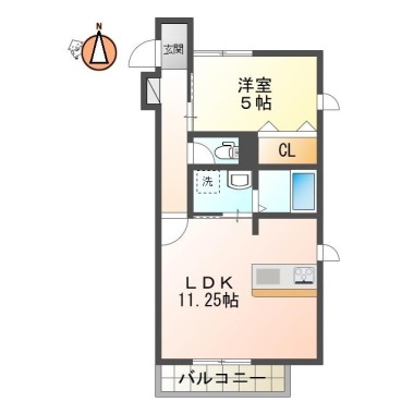 蔵本元町 アパート 1LDK 205の間取り図