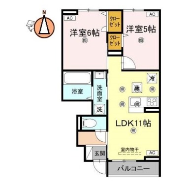グランツ上福万 A棟 102の間取り図