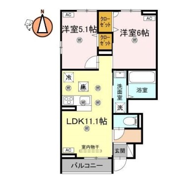 グランツ上福万 A棟 103の間取り図