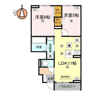 グランツ上福万 A棟 105の間取り図