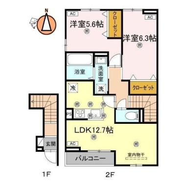 グランツ上福万 A棟 201の間取り図