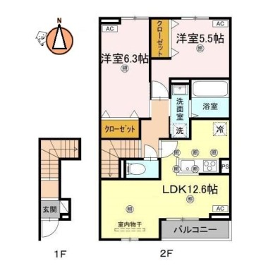 グランツ上福万 A棟 202の間取り図