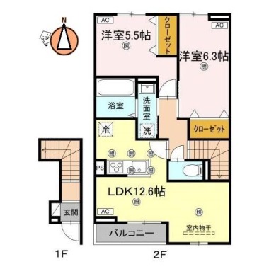 グランツ上福万 A棟 203の間取り図