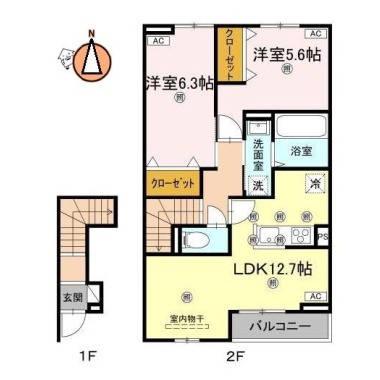 グランツ上福万 A棟 206の間取り図
