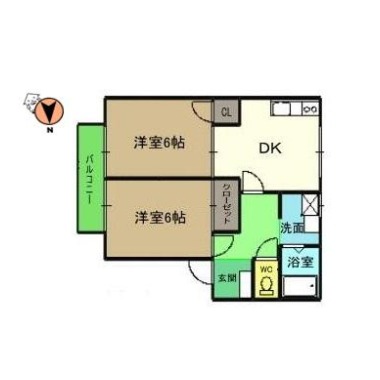 名東町 アパート 2DK 103の間取り図