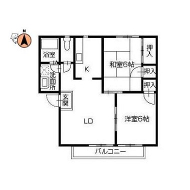 名東町 アパート 2LDK 202の間取り図