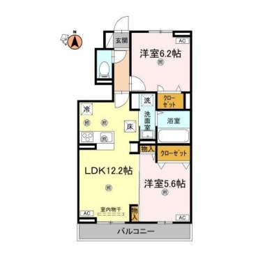 グランツ上福万 B棟 101の間取り図