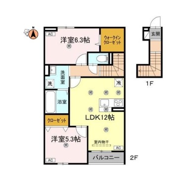 グランツ上福万 B棟 205の間取り図