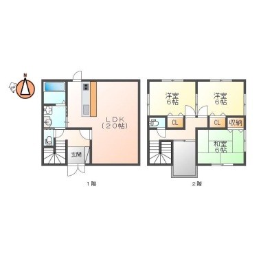庄町 一戸建て 3LDK N1の間取り図