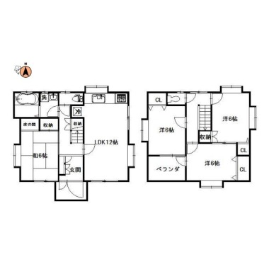 庄町 一戸建て 4LDK N2の間取り図
