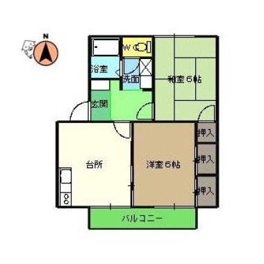 名東町 アパート 2DK 101の間取り図