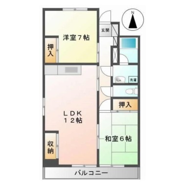 春日 マンション 2LDK 404の間取り図