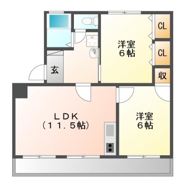 八万町下福万 マンション 2LDK 106の間取り図