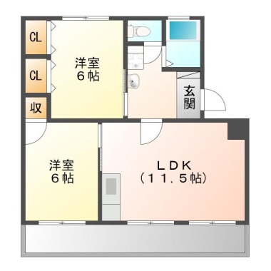 八万町下福万 マンション 2LDK 402の間取り図