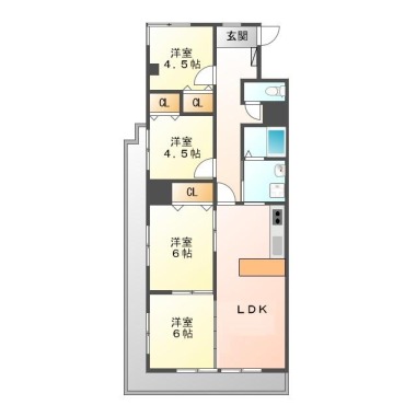 明神町 マンション 4LDK 206の間取り図