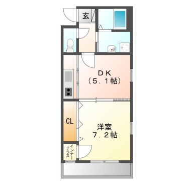 南常三島町 アパート 1DK 201の間取り図