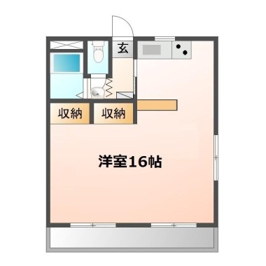 福島 マンション 1R *201*の間取り図