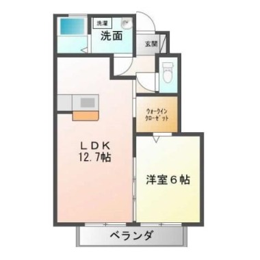 国府町南岩延 アパート 1LDK B102の間取り図