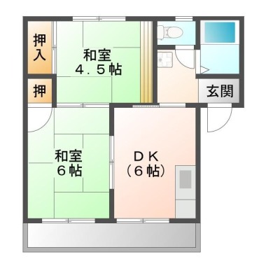 蔵本元町 アパート 2DK 102の間取り図