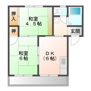 蔵本元町 アパート 2DK 202の間取り図