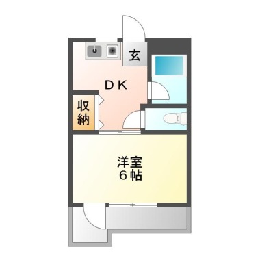 佐古三番町 マンション 1DK 206の間取り図