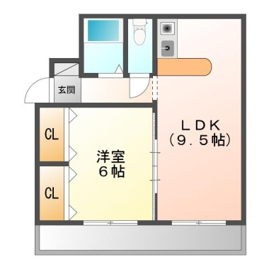 庄町 マンション 1LDK 203の間取り図