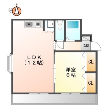 庄町 マンション 1LDK 205の間取り図