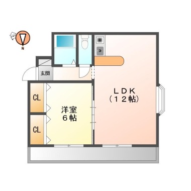 庄町 マンション 1LDK 207の間取り図